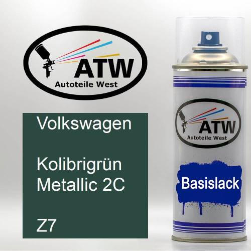 Volkswagen, Kolibrigrün Metallic 2C, Z7: 400ml Sprühdose, von ATW Autoteile West.